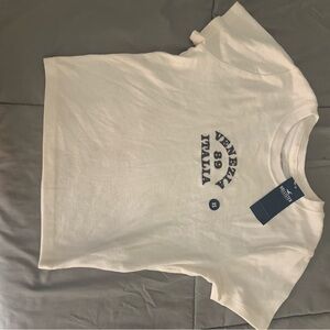 White  Shirt with Blue Print